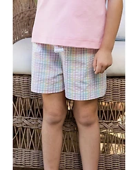 Florence Eiseman Little Girls Plaid Seersucker Shorts With Waist Tie