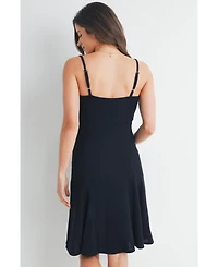 Hello Miz Women's Maternity Ribbed Empire Waist Scoop Neck Sleeveless Dress