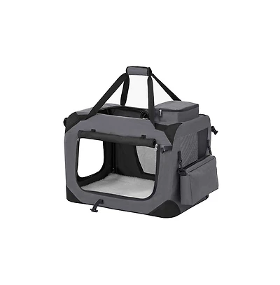 Cozito 24" Steel Frame, Mesh Windows, Storage Pockets, 15–24 lb Foldable Soft Dog Crate, Portable Carrier