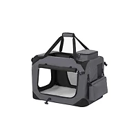 Cozito 24" Steel Frame, Mesh Windows, Storage Pockets, 15–24 lb Foldable Soft Dog Crate, Portable Carrier