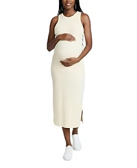 Motherhood Maternity Crew Neck Sleeveless Racerback Midi Dress