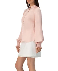 Ivonne Women's Straight Blouse with Mandarin Collar
