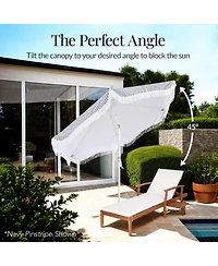 Best Choice Products 9ft Fringe Market Umbrella – Boho Patio Sunshade w/ Tilt, UPF50+, Steel Pole for Table, Pool, Deck