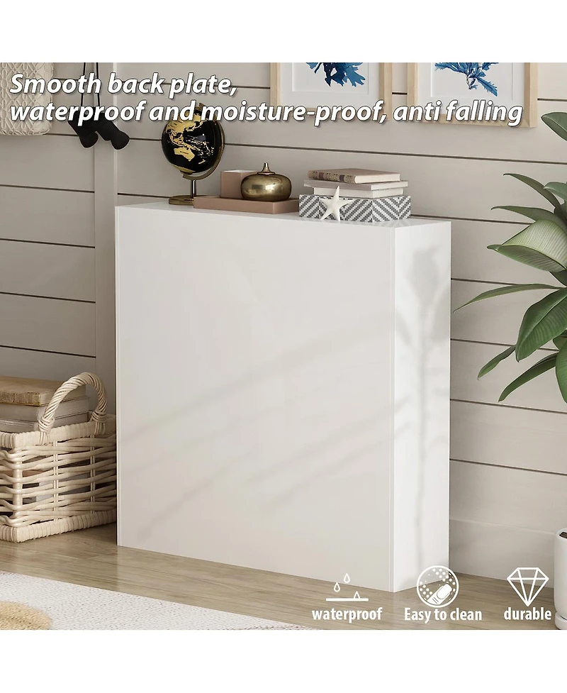 Famapy 5-Shelf Brown Wood Standard Bookcase With 3 Glass Doors and 3 Wood Doors