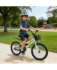 Mecale 20 Inch Kids Bike Adjustable with Kickstand and Storage Basket for Aged 8