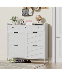 Clihome Metal Shoe Cabinet White