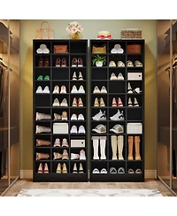 Tribesigns 10-Tier Wooden Shoe Storage Cabinet with 30 Cubbies, Freestanding Tall Rack Organizer