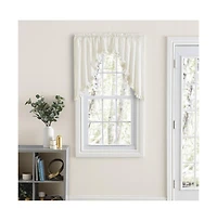 Ellis Curtain Home Classic Narrow Ruffle Natural Color Rod Pocket Swag Curtain Panel, 86" X 38