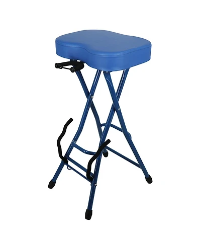 5 Core Guitar Stool 3.15" Padded Chair Foldable Heavy Duty Music Seat Built in Foot Rest Guitar Stand
