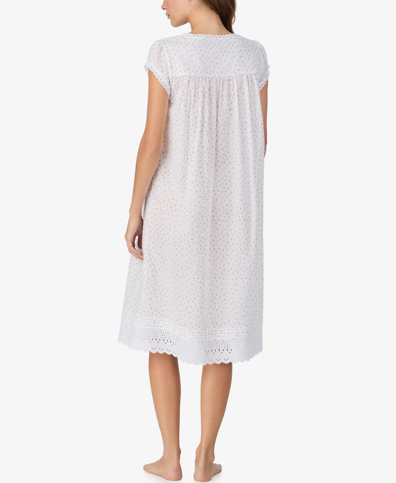 Eileen West Women's Cap-Sleeve Swiss Dot Waltz Nightgown