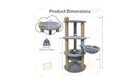 Aostirmotor 47-Inch Cat Tower with Scratching Posts, Multi-Level Cat Tree for Relaxation and Play, Light Grey