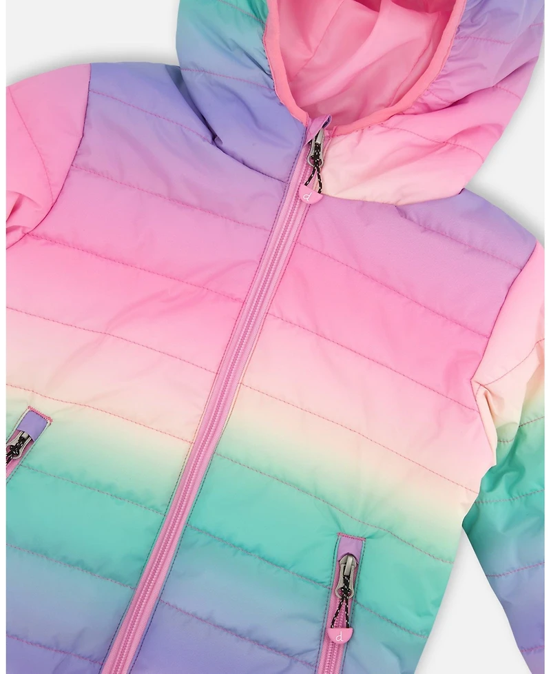 Deux par Big Girls Quilted Mid-Season Jacket Multicolor Gradient