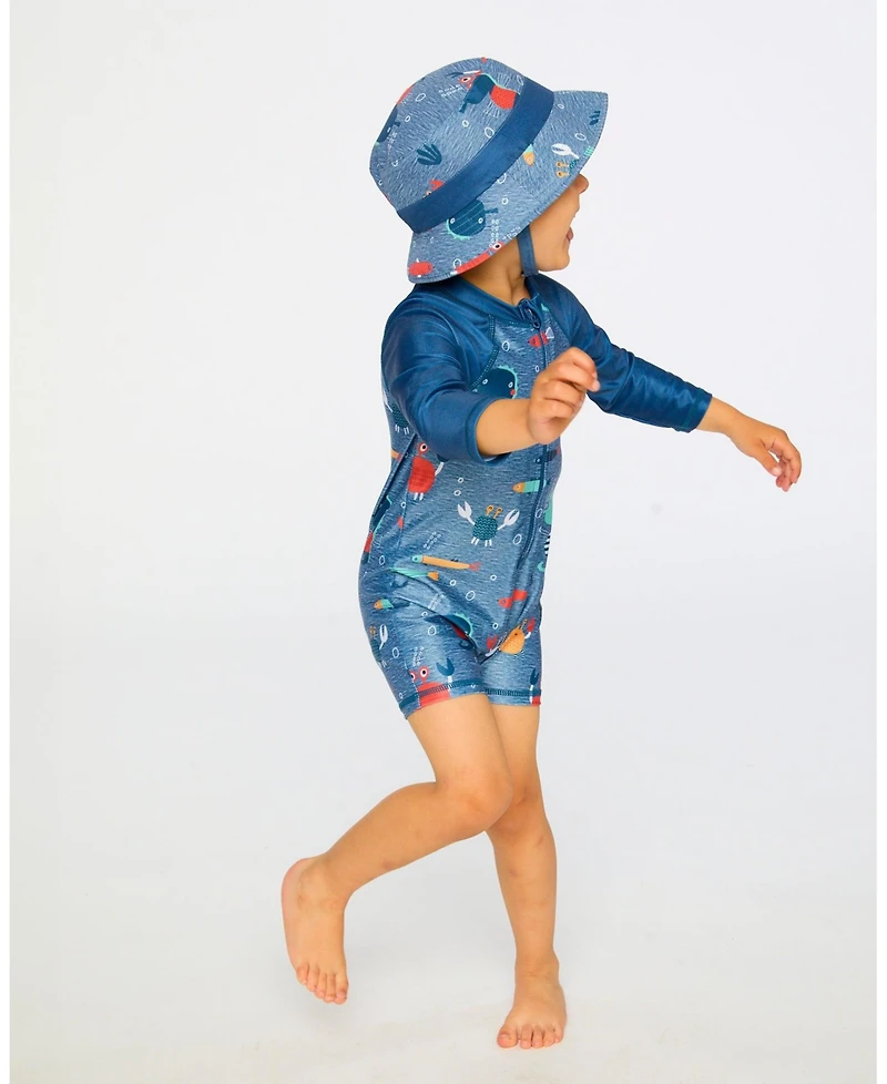Deux par Toddler Polyester Beach Hat Marine Animal Print