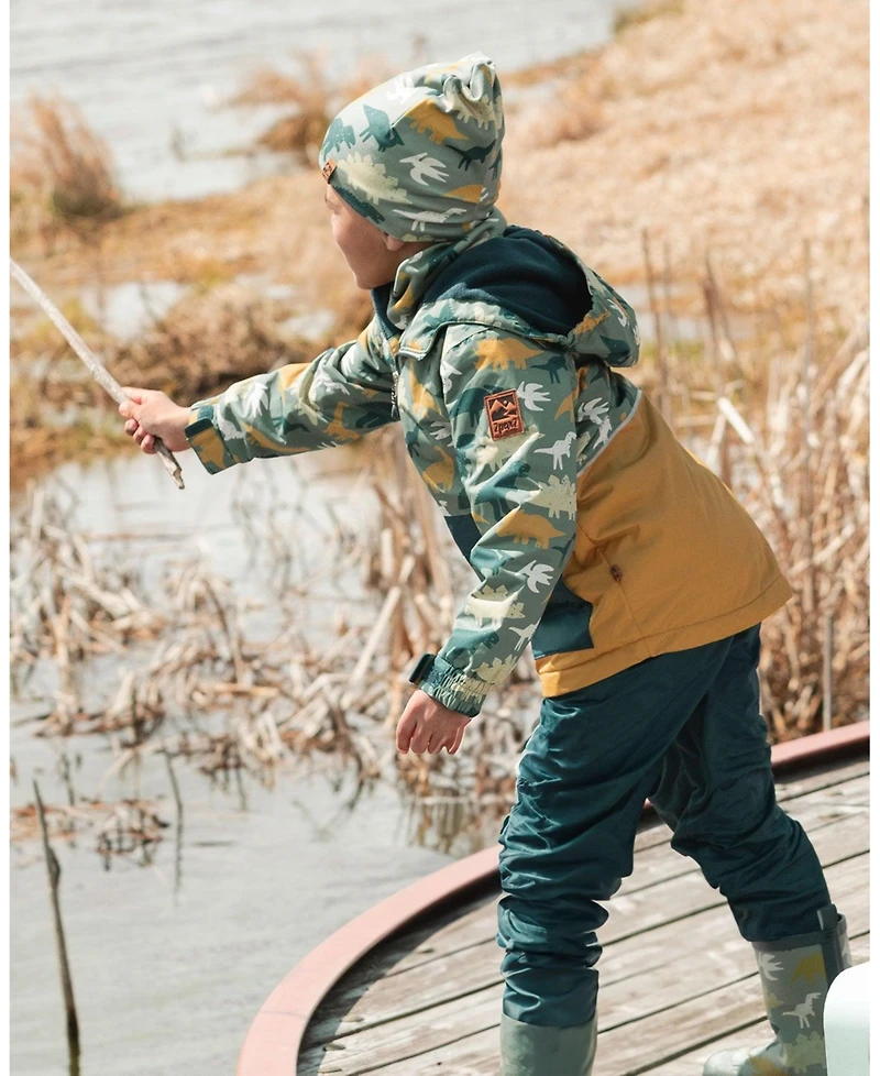 Deux par Big Boy Two-Piece Mid-Season Outerwear Set Green Dinosaur Print - Child