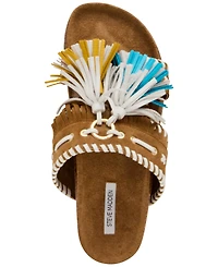 Steve Madden Women's Lester Tassel Footbed Slip-On Slide Sandals