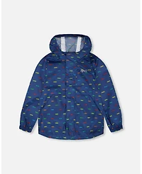 Deux par Boys 4-20 Packable Polyester Windbreaker with Car Print