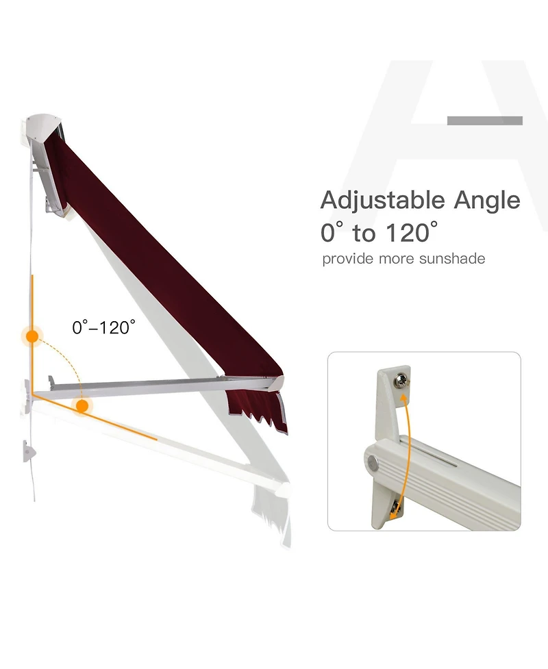Outsunny 6' Retractable Patio Sun Window Awning w/ Comfortable Shade, Wine