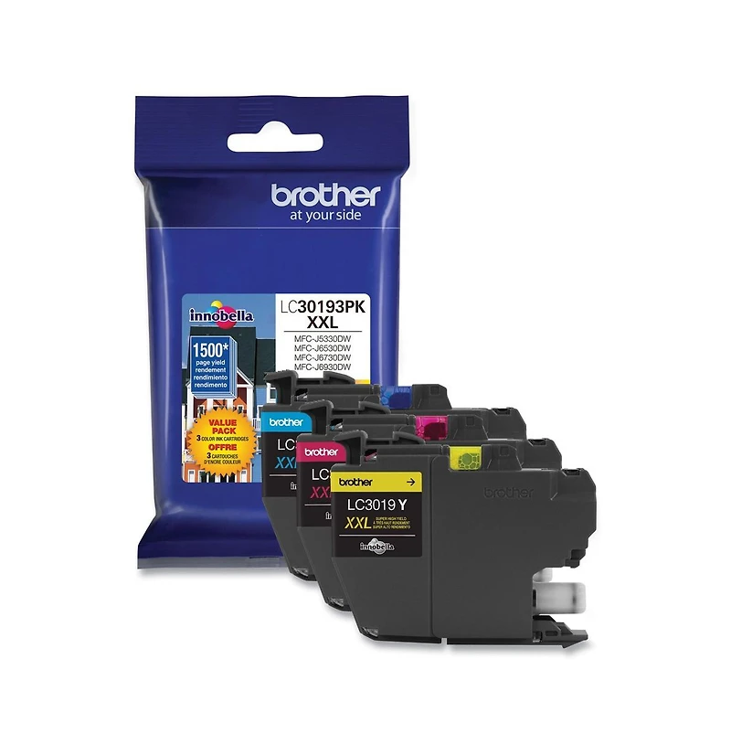 Brother LC30193PK Innobella 1,500 Page-Yield High-Yield Ink - Cyan/Magenta/Yellow (3/Pack