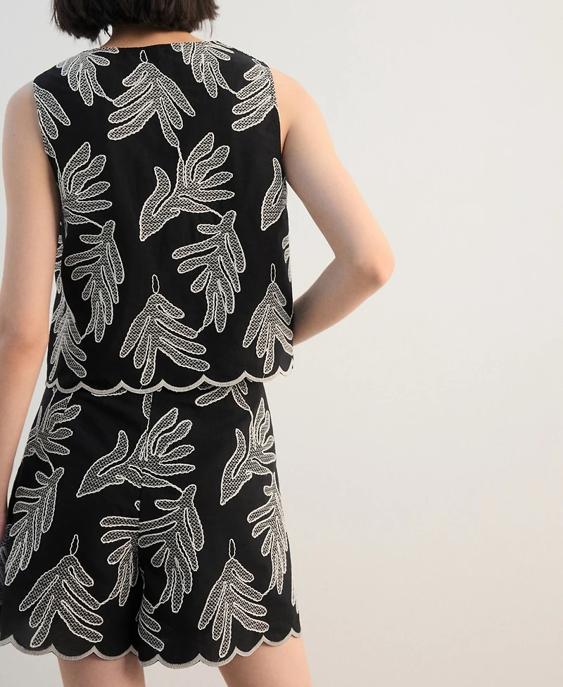 Mango Women's Embroidered Cotton Shorts