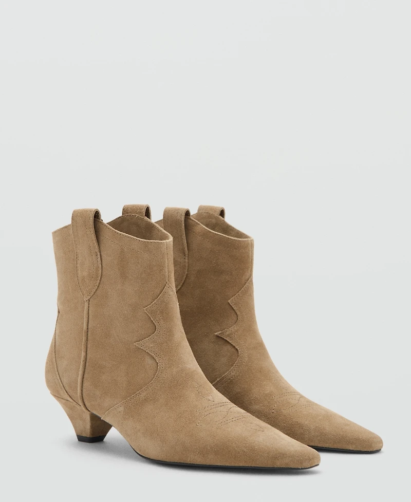 Mango Women's Kitten Heel Suede Ankle Boots