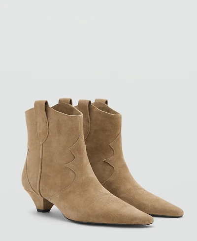 Mango Women's Kitten Heel Suede Ankle Boots