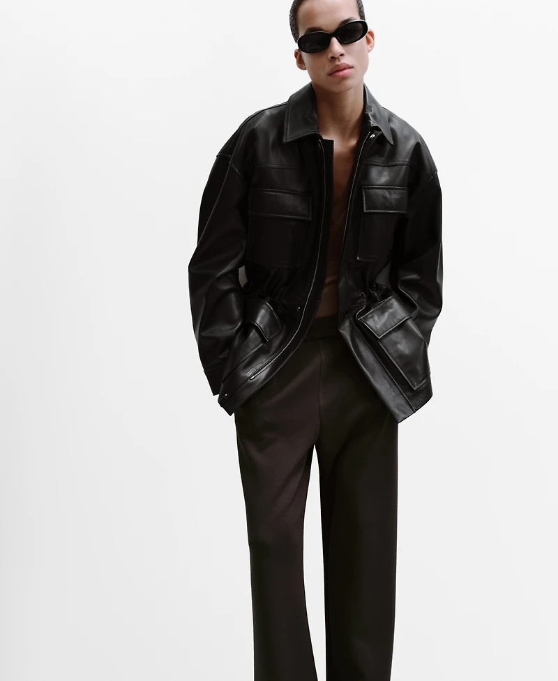 Mango Women's Elastic Waist Straight-Fit Pants