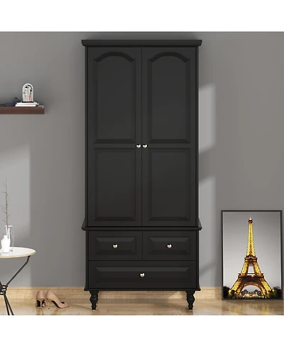 Homsee White 8-Drawer Storage Cabinet with Golden Metal Legs