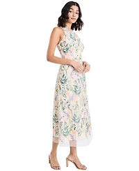Maggy London Women's Embroidered Floral Halter Neck Midi Dress