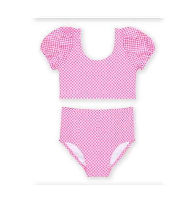 Florence Eiseman Big Girls Gingham Puff Sleeve Bikini