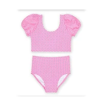 Florence Eiseman Big Girls Gingham Puff Sleeve Bikini