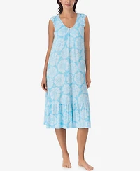 Ellen Tracy Women's Short-Sleeve Soft Bra Midi Jersey Nightgown