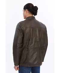 Furniq Uk Men's Utility Style Leather Jacket