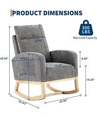 gaomon Modern Nursery Chair,Rocking Chair with High Backrest Armchair,Pu Glider Accent Reading Chairs Padded Seat for Living Room,Bedroom