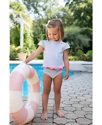 Florence Eiseman Big Girls Cap Sleeve Rash Guard Tankini With Flower