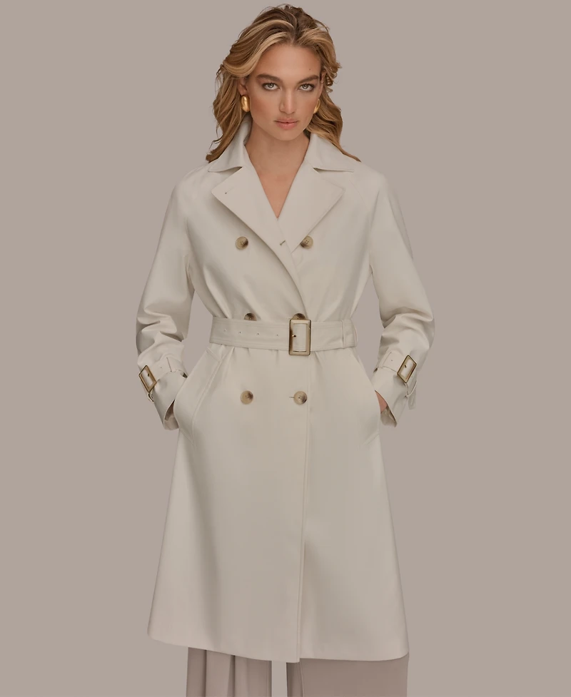 Donna Karan New York Women's Double Breasted Belted Notch Collar Trench Coat