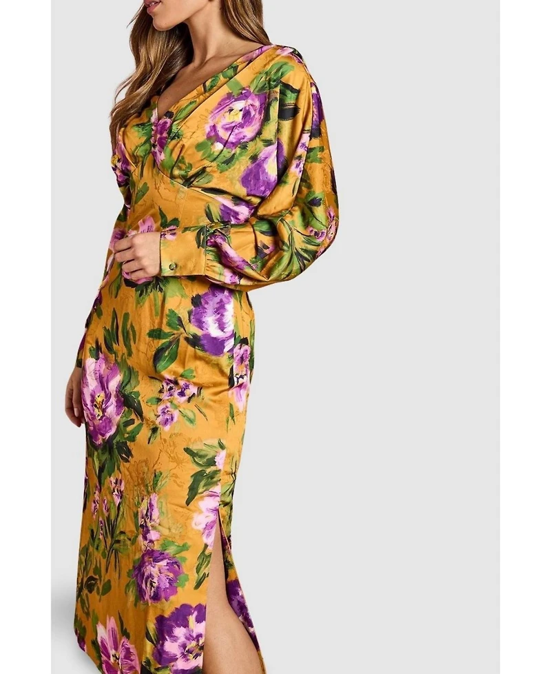 Coast Women's Printed Satin Maxi Dress With Cowl Back
