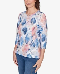 Alfred Dunner Women's Austin Aztec Diamond Knit Top