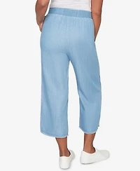 Alfred Dunner Women's Beachcomber Wide Leg Patch Pocket Ankle Pant