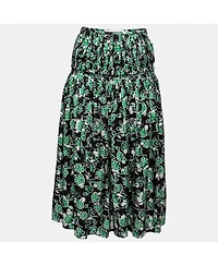 Pre-Owned Marni Women's Fern Floral Print Silk Pleated Midi Skirt