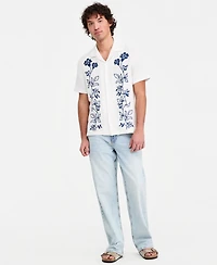Sun + Stone Men's Floral Embroidered Cotton Camp Shirt, Macy's Exclusive