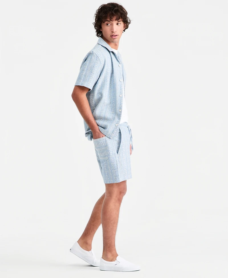 Sun + Stone Men's Aqua Geo Cotton Shorts, Macy's Exclusive