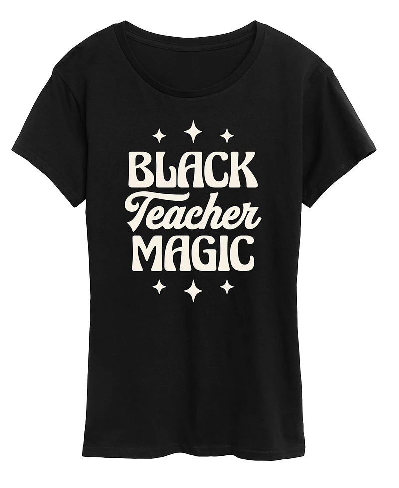 Hybrid Apparel Women's Instant Message Black Teacher Magic Short Sleeve Graphic T-Shirt
