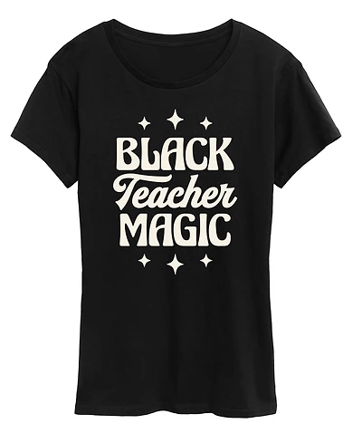 Hybrid Apparel Women's Instant Message Black Teacher Magic Short Sleeve Graphic T-Shirt