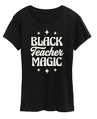 Hybrid Apparel Women's Instant Message Black Teacher Magic Short Sleeve Graphic T-Shirt