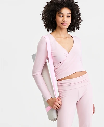 Id Ideology Women's Surplice Reversible Long-Sleeve Top, Macy's Exclusive