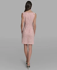 Karl Lagerfeld Paris Women's Boat Neck Tweed Pocket Shift Dress