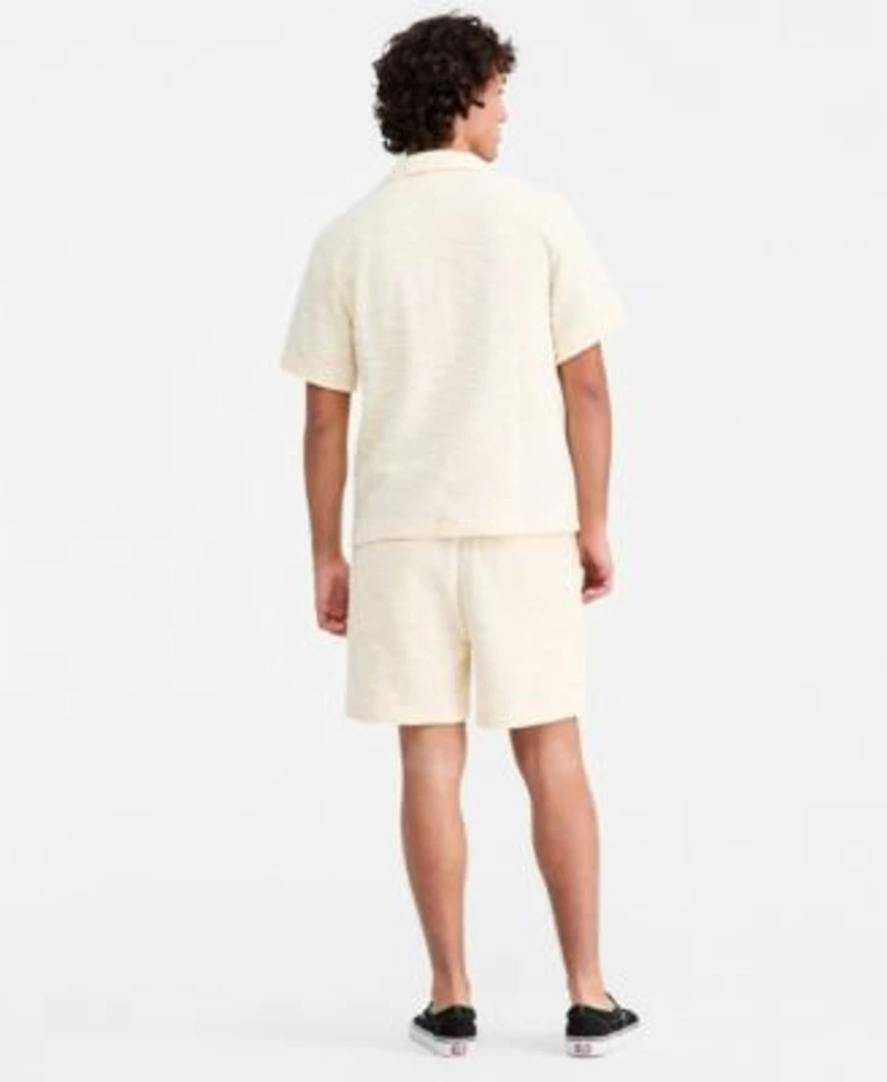 Sun Stone Mens Dock Knit Boucle Camp Shirt Short Sleeve T Shirt Matching Boucle Shorts Macys Exclusive