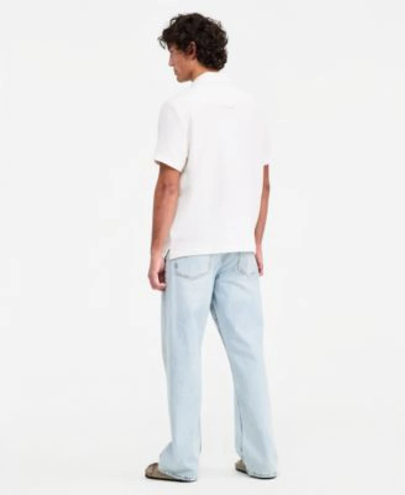 Sun Stone Mens Floral Embroidered Cotton Camp Shirt Wave Wash Baggy Jeans Macys Exclusive