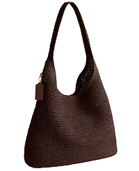 Coach Brooklyn Weave Straw Large Shoulder Bag