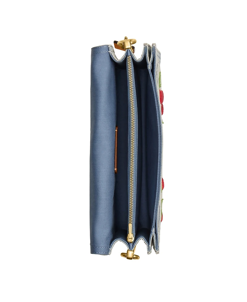 Coach Cherry Embroidered Denim Tabby Small Shoulder Bag